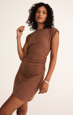 CAMINO TEXTURED MINI DRESS TEAKWOOD