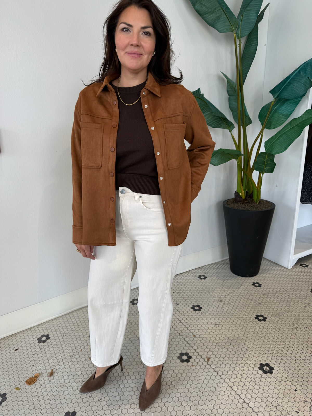 ALISHA BUTTON UP COGNAC