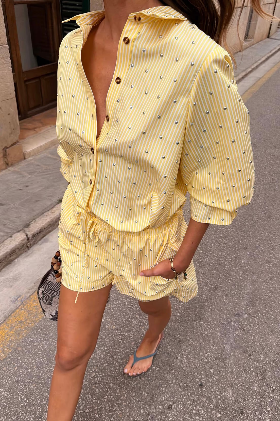 LEMON PINSTRIPE SHIRT