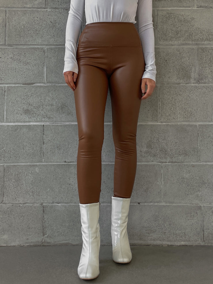 DELILAH LEATHER LEGGINGS COGNAC