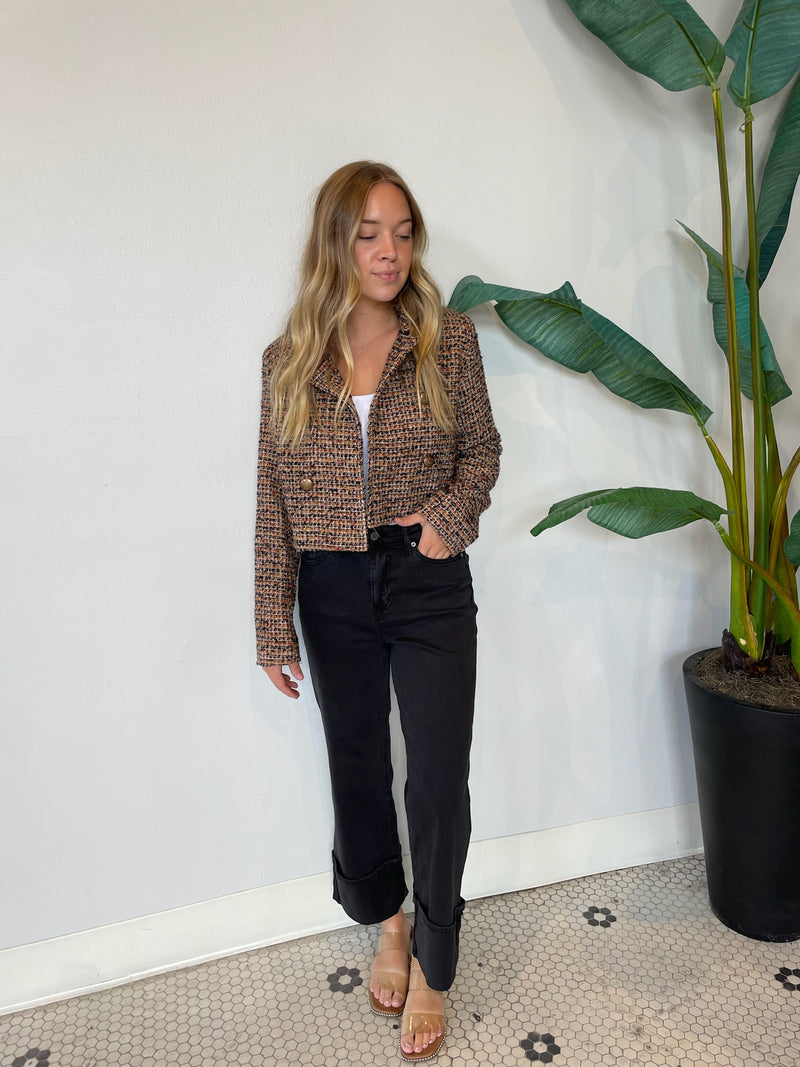 CARLA STRETCH TWILL CUFF PANT BLACK