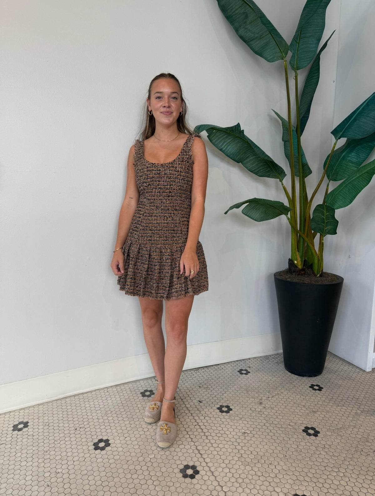 AVIE DRESS BROWN PLAID