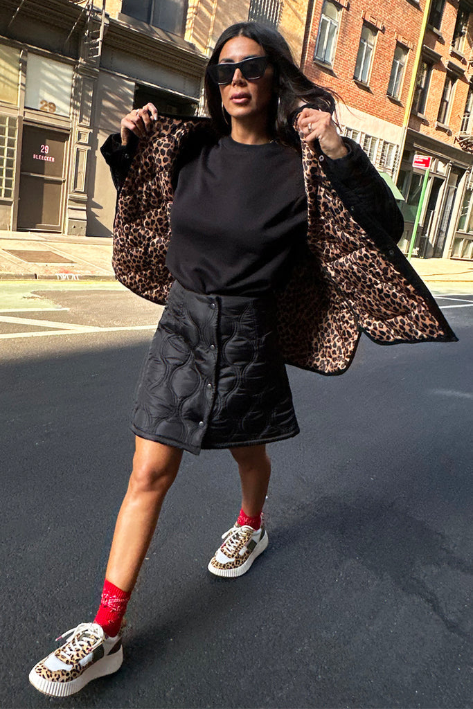 BLACK QUILTED SKIRT