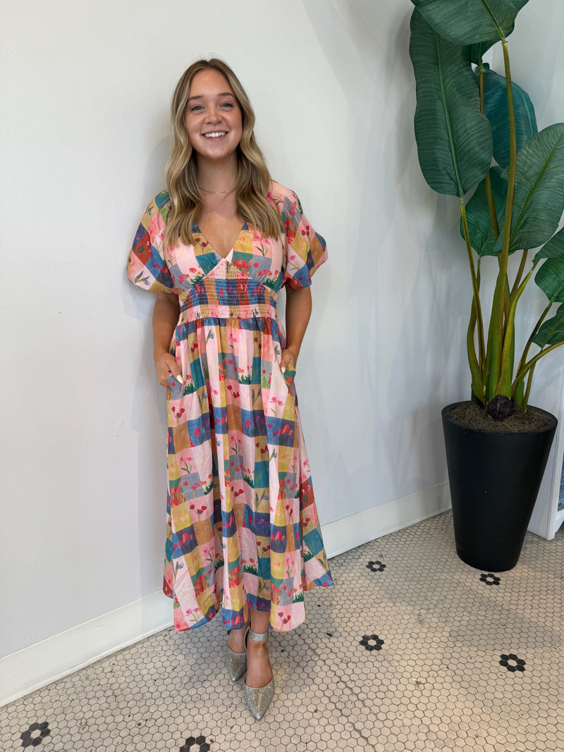 BALLOON PUFF SLEEVE FLORAL DRESS MULTI