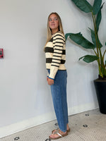 SELENA STRIPE PLAY SWEATER MOSS GREEN