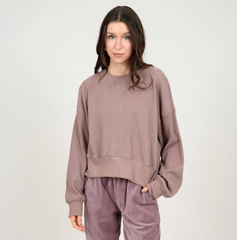 KAI WAFFLE PULLOVER MAUVE