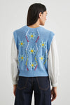 TESS BLUE CABLE DAISIES TOP