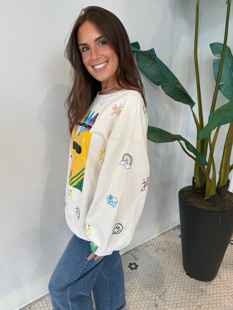 BEIGE MULTI CRAYON & DOODLE SWEATSHIRT