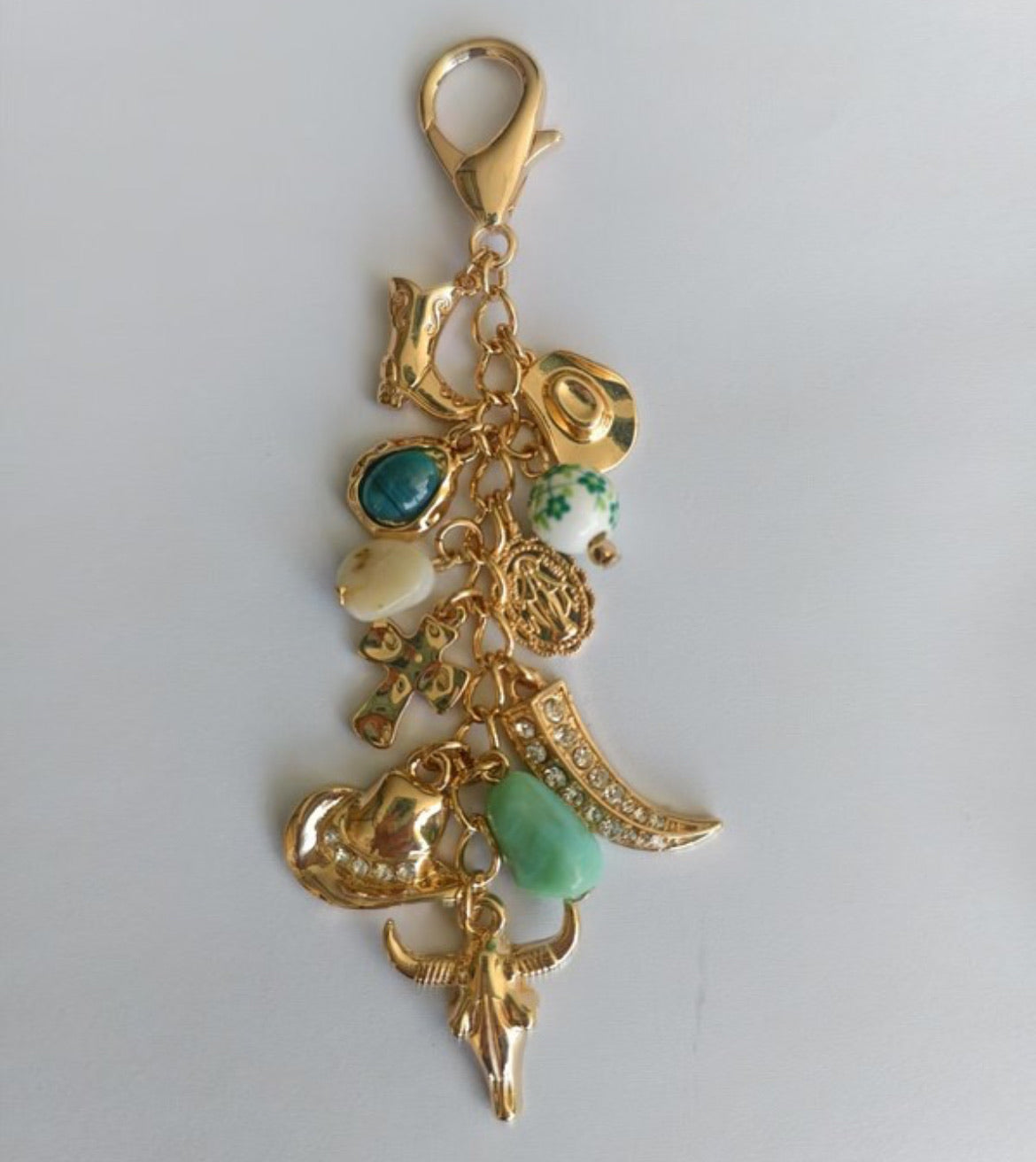 WESTERN PORCELAIN CROSS BOOT COWBOY HAT BAG CHARM