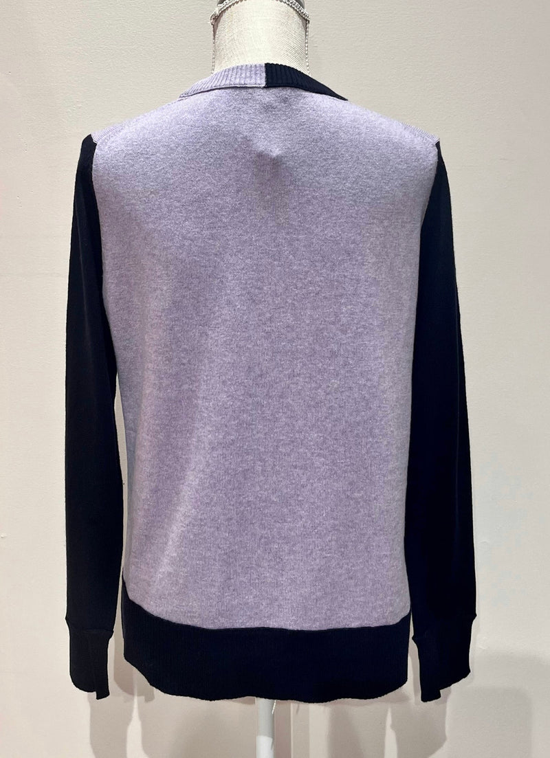 LAV NAVY MIXED KNIT TOP