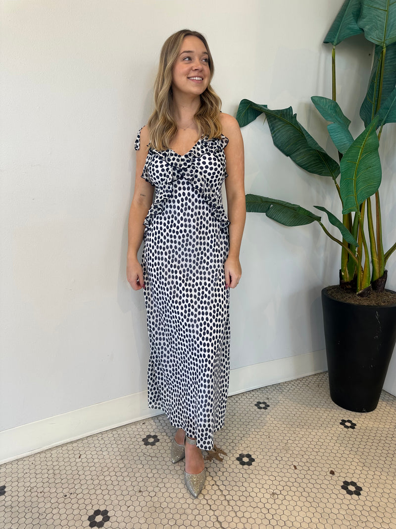 ADALINA NAVY POLKA DOT DRESS