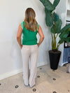 EMBROIDERED SLEEVELESS KNIT TANK EMERALD