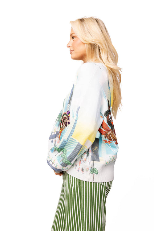 MULTI THANKSGIVING PARADE BUTTON-UP CARDIGAN