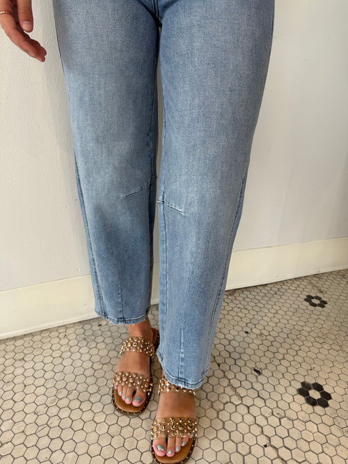 BARNI STRETCH DENIM BARREL PANT