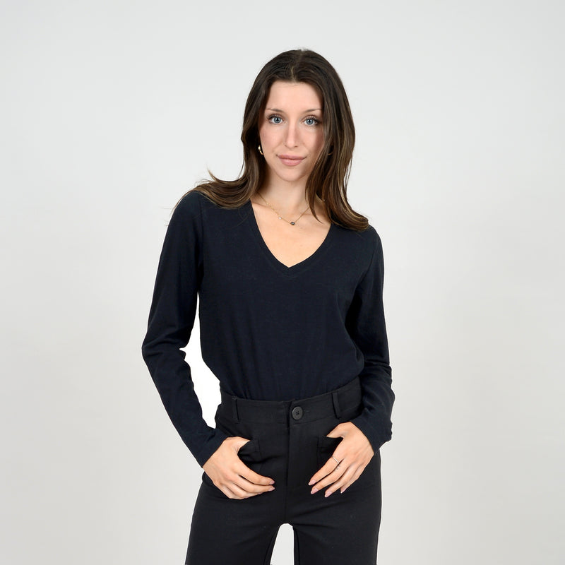 VANNA VNECK LONGSLEEVE BLACK