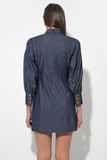 LILITH DENIM HIGH NECK MINI DRESS DENIM BLUE