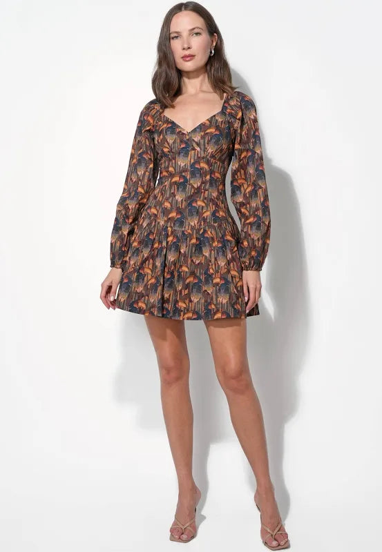 POLLY PRINTED FIT AND FLARE DRESS MULTI COLOR
