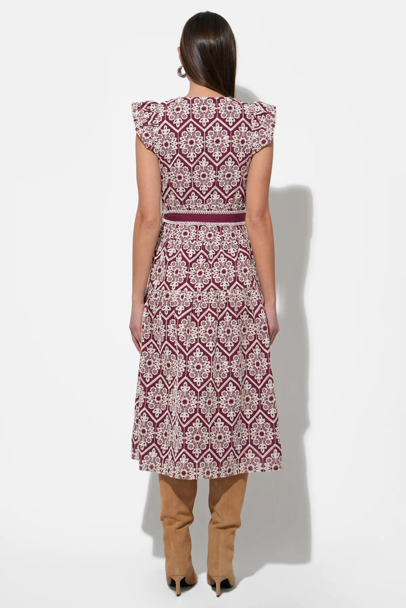 ANELL HALTER EMBROIDERED DRESS MAGENTA