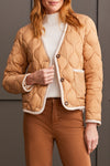 BUTTON UP PUFFER JACKET TAN