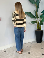 SELENA STRIPE PLAY SWEATER MOSS GREEN