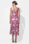 PRUDENCE FLORAL LACE MIDI DRESS MAGENTA