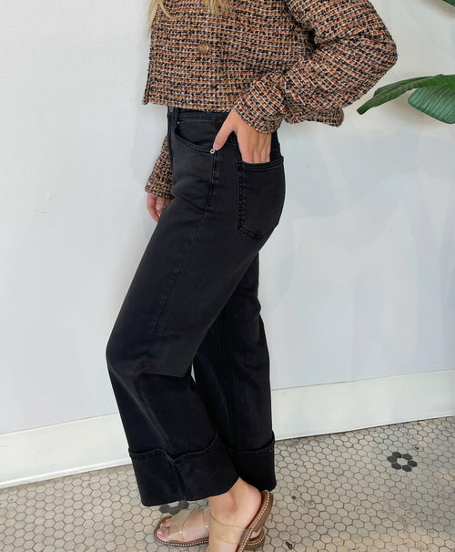 CARLA STRETCH TWILL CUFF PANT BLACK