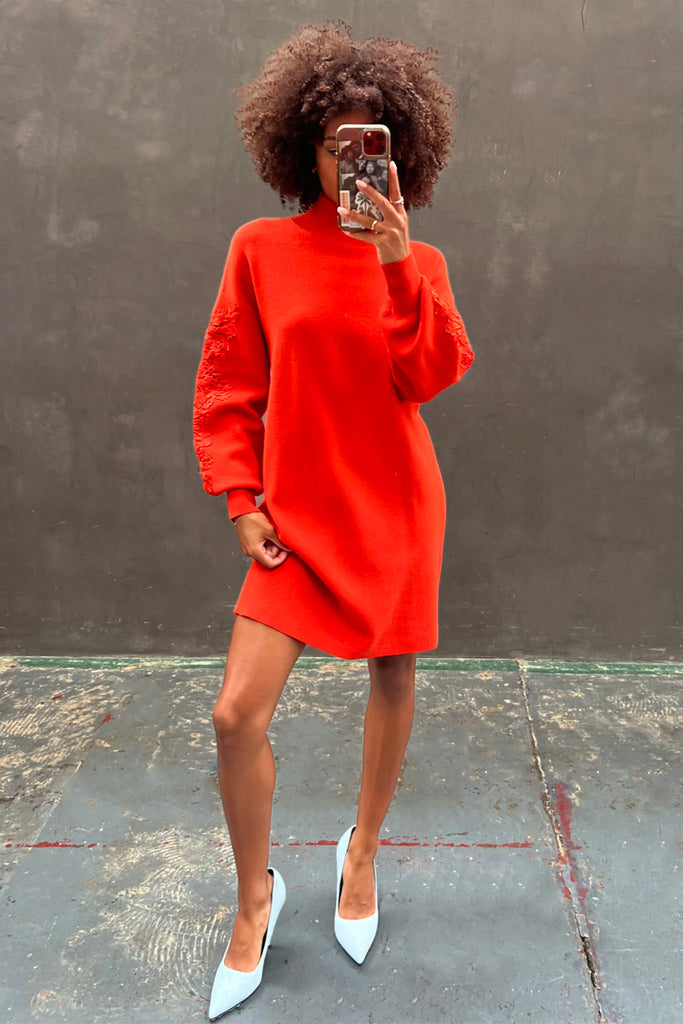 ORANGE PARADISE KNIT MINI DRESS