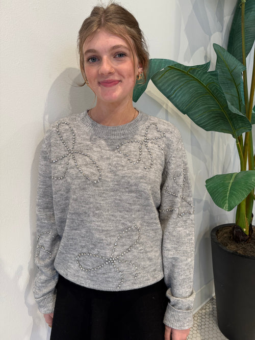 SINERVA CREW NECK PULL-OVER LIGHT GREY