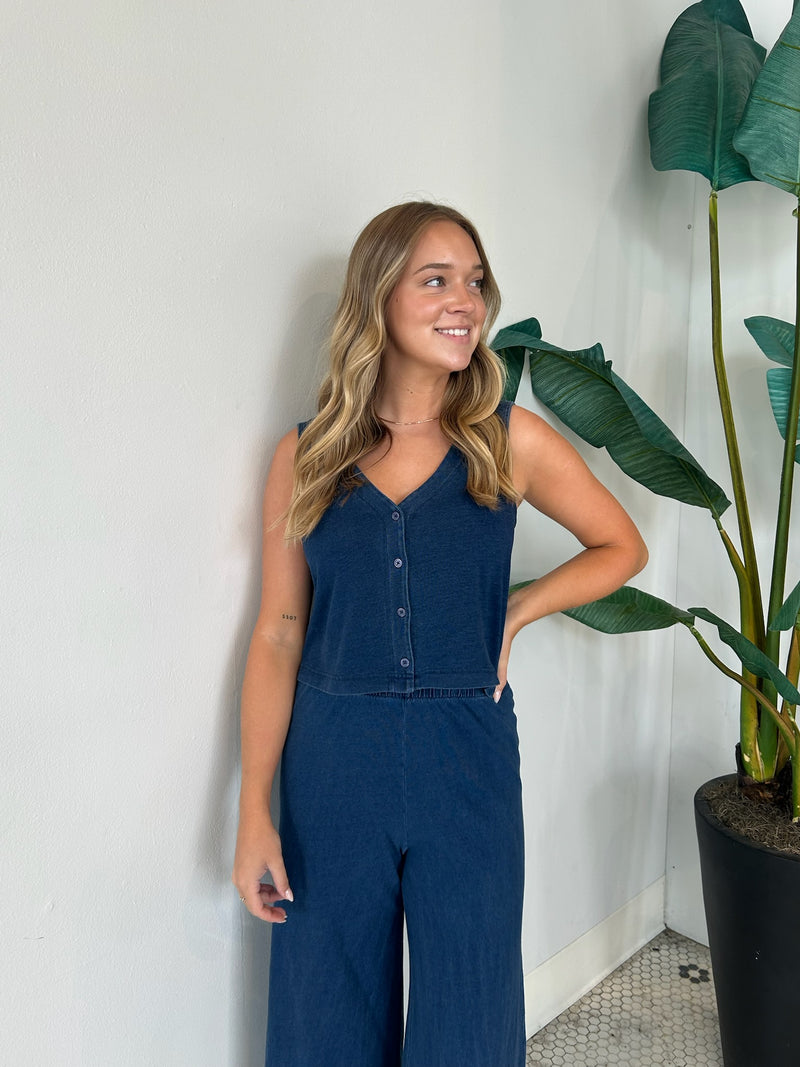 SOLACE JERSEY DENIM TOP INDIGO