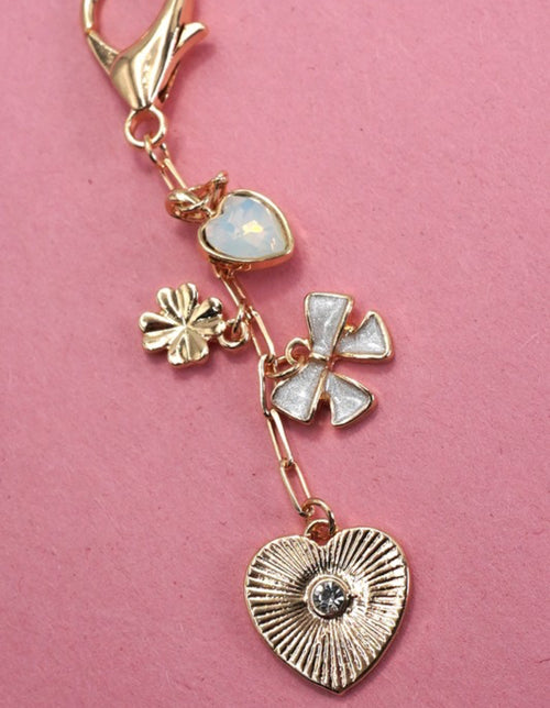 HEART BOW CLOVER STONE BAG CHARM