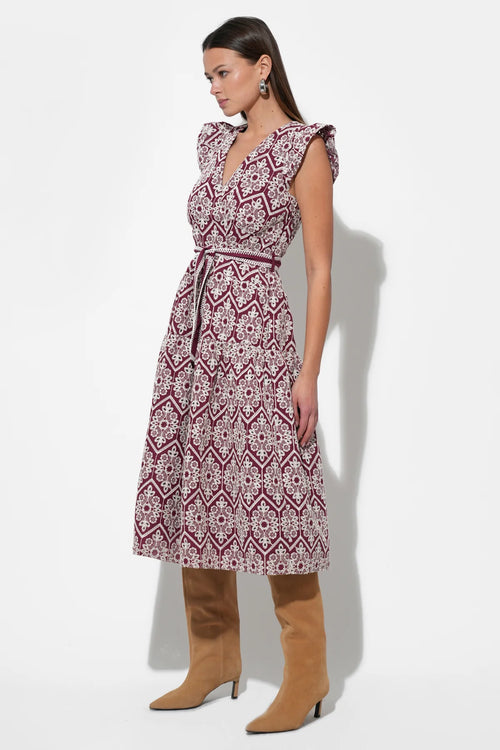 ANELL HALTER EMBROIDERED DRESS MAGENTA