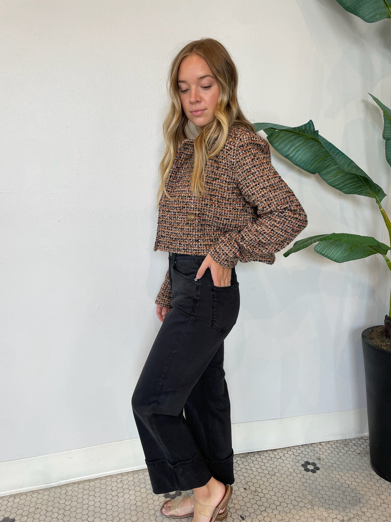 CARLA STRETCH TWILL CUFF PANT BLACK
