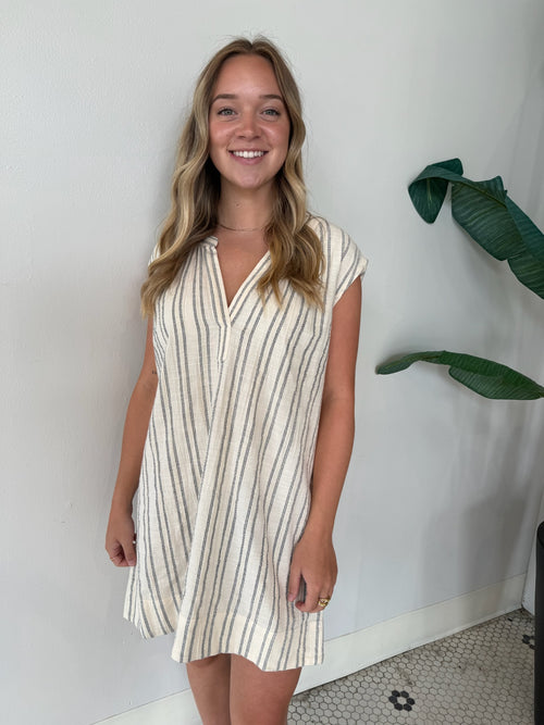 MINNA STRIPE MINI DRESS SEA SALT