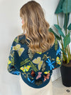 DARK TEAL SCATTERED BUTTERFLY CARDIGAN