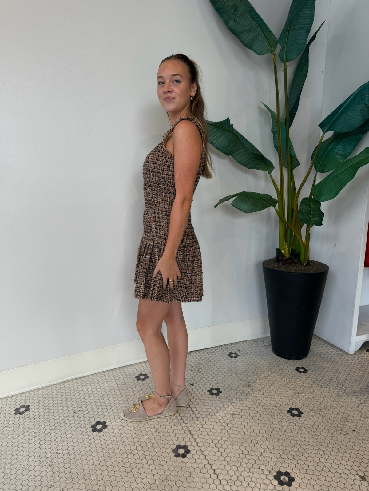 AVIE DRESS BROWN PLAID