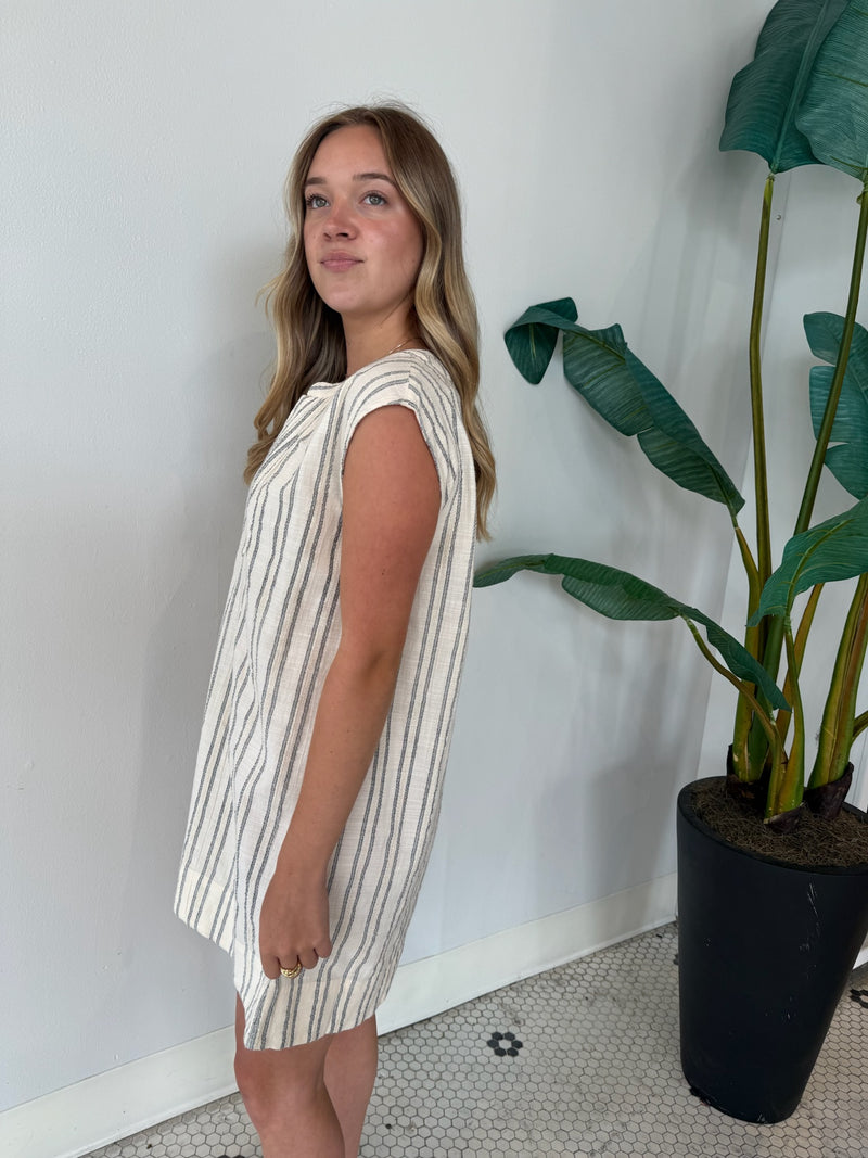 MINNA STRIPE MINI DRESS SEA SALT