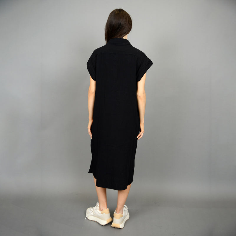 AIRA GAUZE SHIRT DRESS BLACK