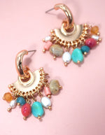 MULTI COLORED BEAED POST EARRINGS