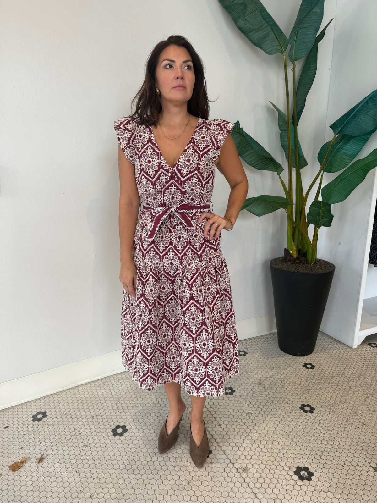 ANELL EMBROIDERED DRESS MAGENTA