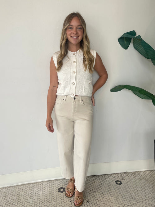 BARNI STETCH TWILL BARREL PANT NATURAL