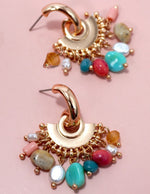 MULTI COLORED BEAED POST EARRINGS