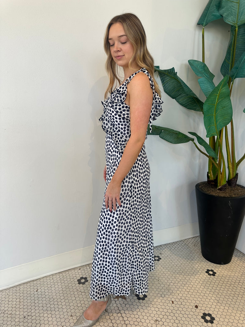 ADALINA NAVY POLKA DOT DRESS