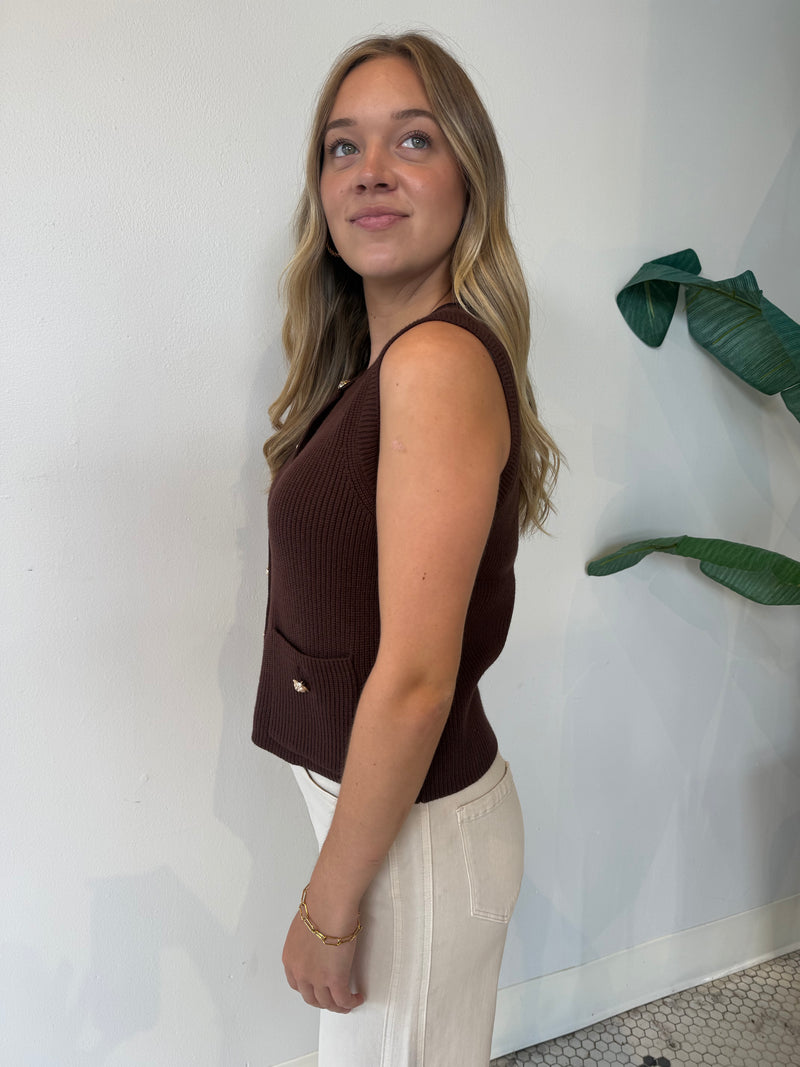 ALIYA SWEATER VEST CHOCOLATE