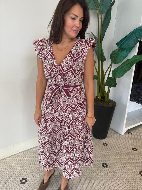 ANELL EMBROIDERED DRESS MAGENTA