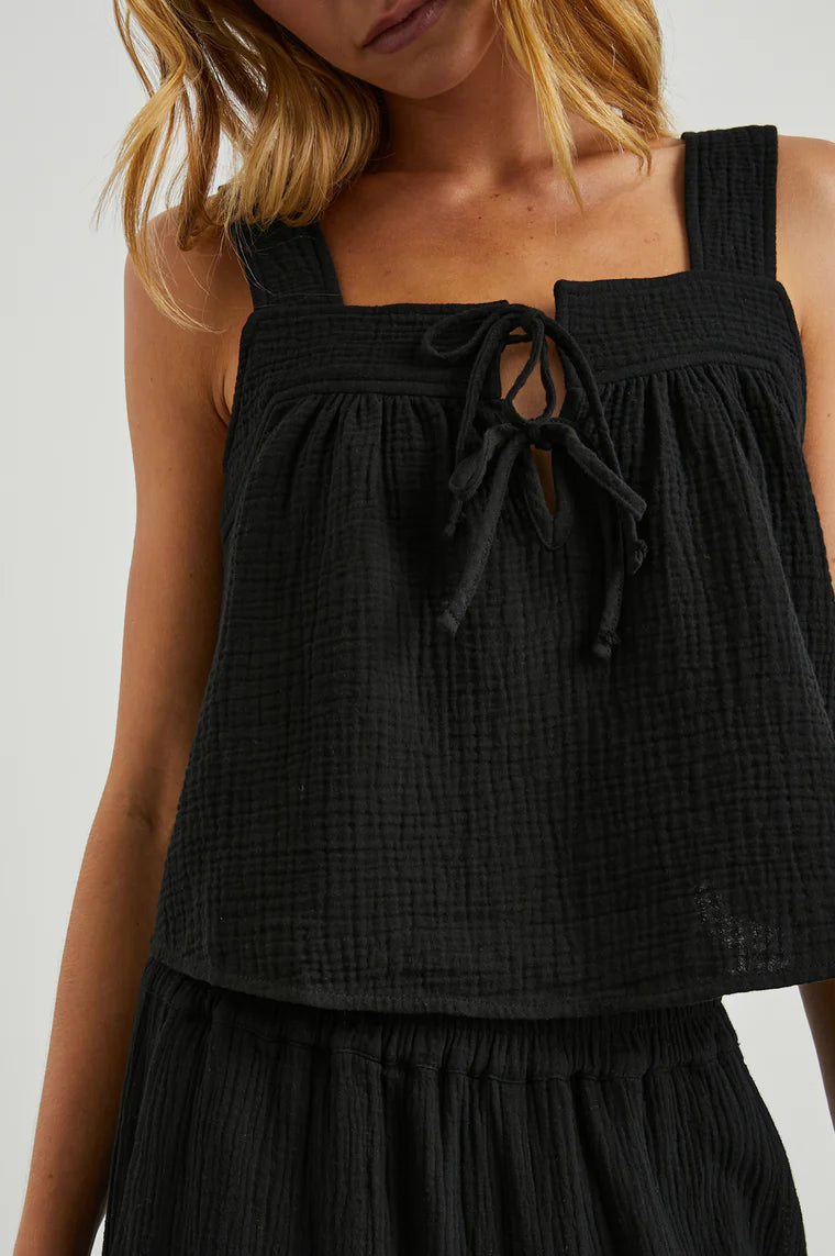 ENYA BLACK GAUZE TOP