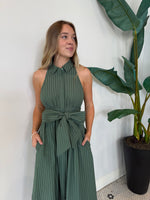 ROSA FLUTTER HALTER COLLARED DRESS OLIVE