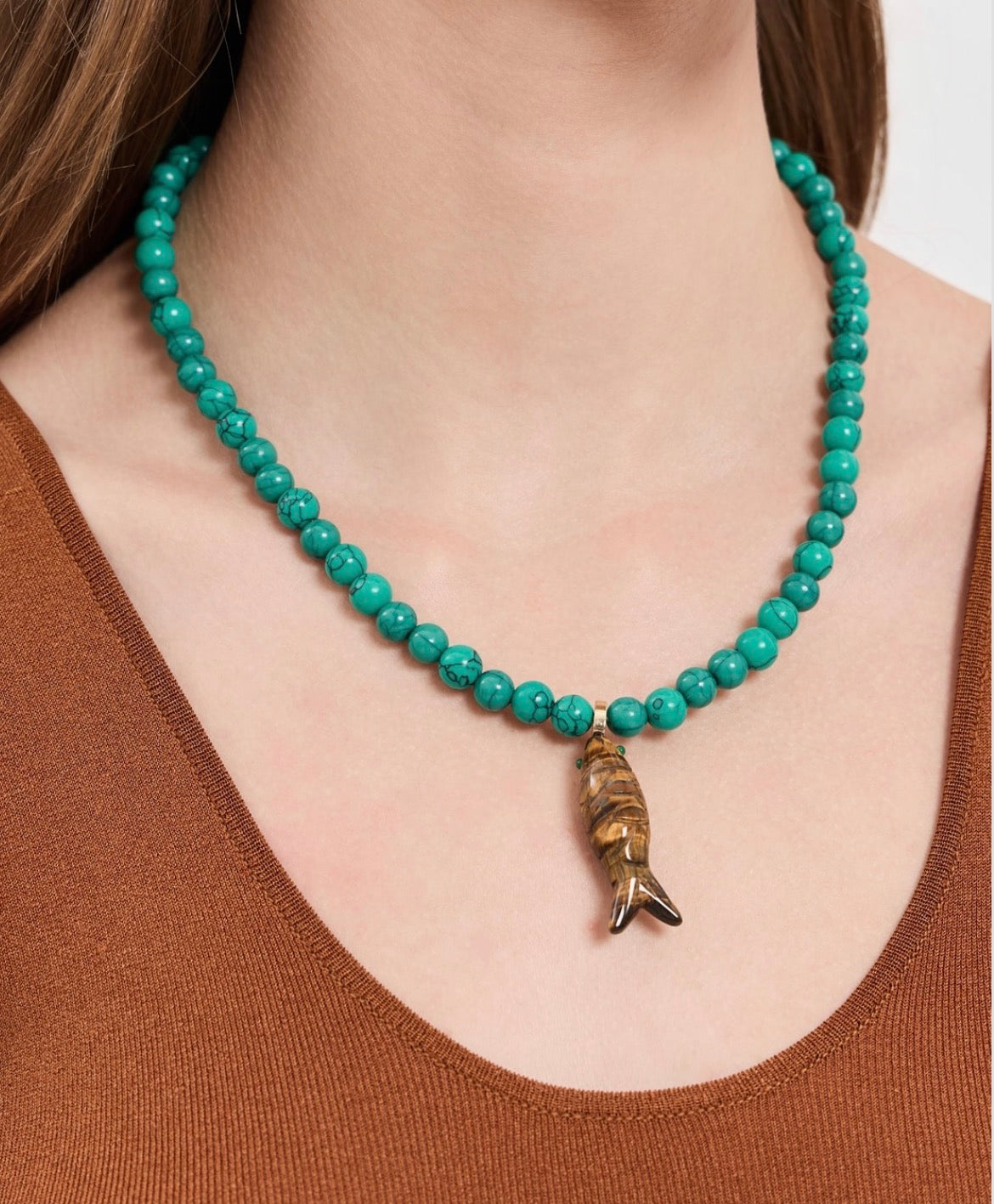 FISH OUT OF WATER NECKLACE TURQ