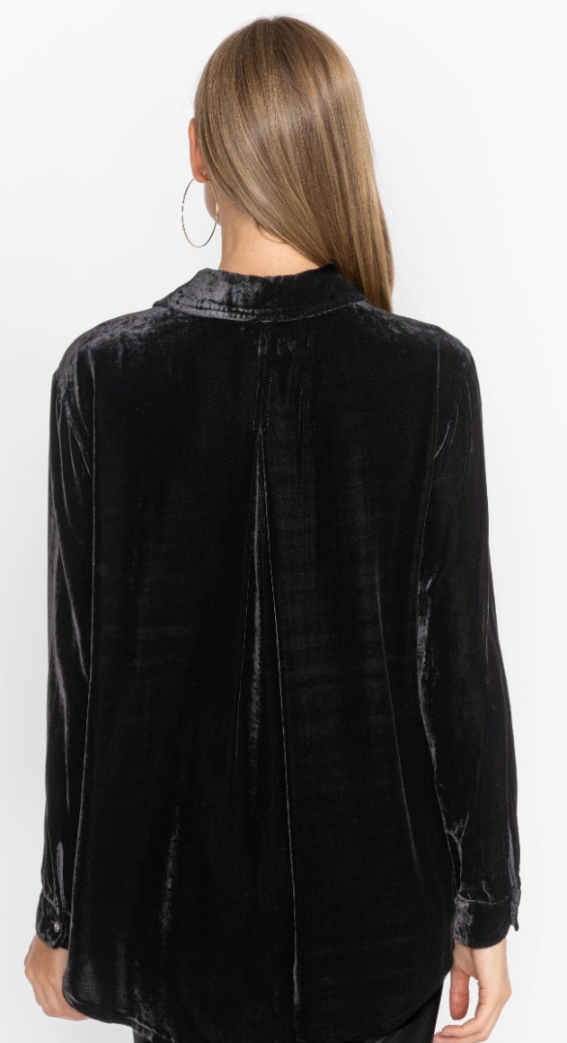 SIDONIA VELVET OVERSIZED PLEAT SHIRT