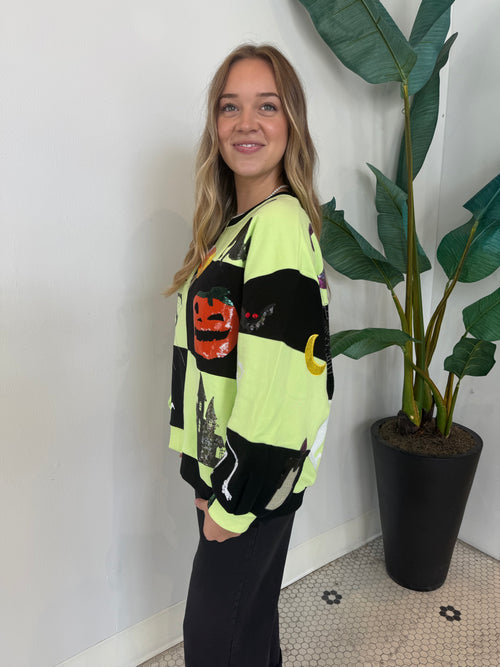 LIGHT GREEN & BLACK HALLOWEEN ICON SWEATSHIRT