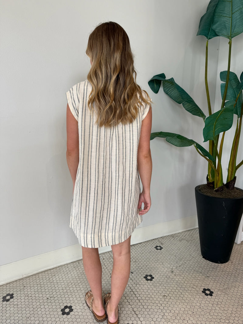 MINNA STRIPE MINI DRESS SEA SALT